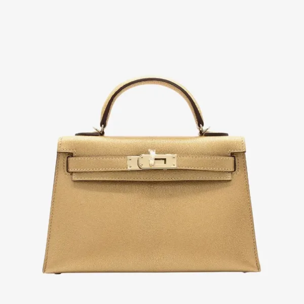 Hermès D'Ore Metallic Gold Chèvre Chamkila Leather Kelly 20cm II Sellier