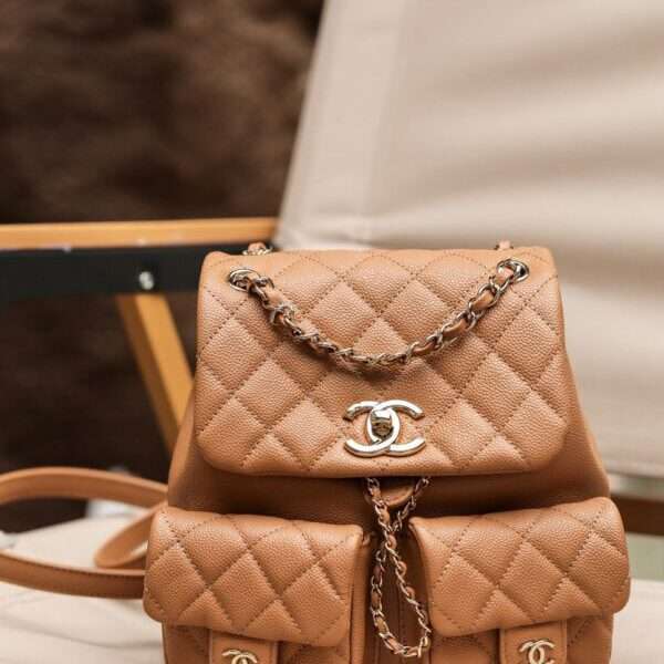 Chanel Mini Super Backpack Milk Tea Brown 18cm