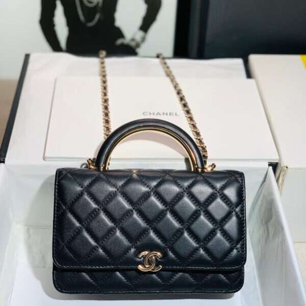 Chanel Replica 1:1 Rainbow Handle Bag High Quality Black 19x12cm