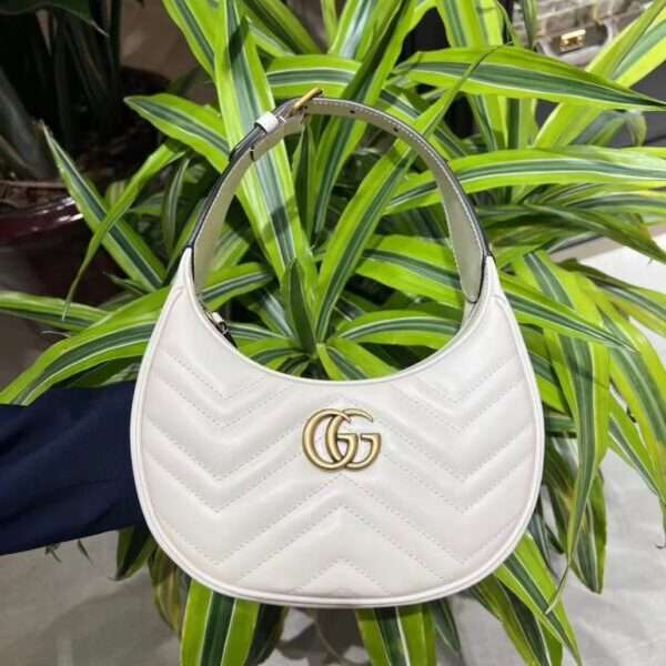 Gucci GG Marmont Half Moon White 24cm Luxury Handbag