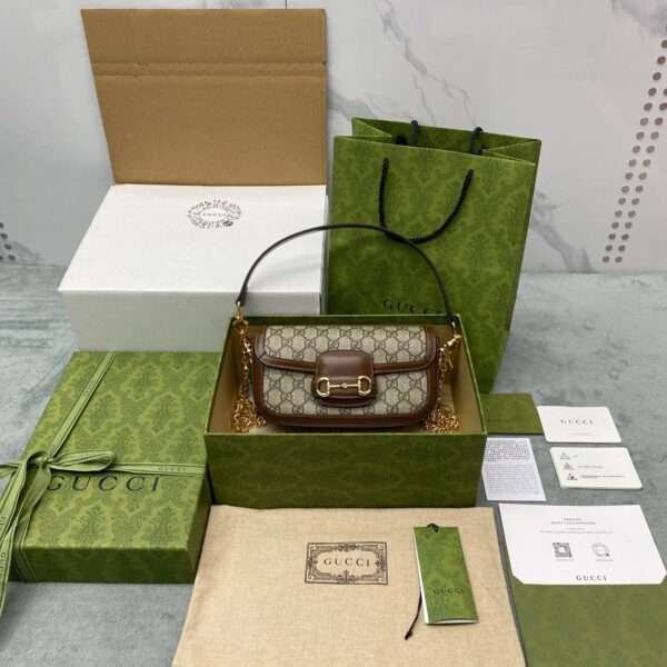 Gucci Horsebit Luxury Handbag with Brand Logo Pattern 23.5cm