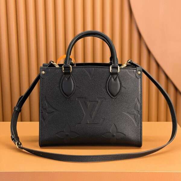 Louis Vuitton LV On The Go High-End Handbag Embossed Pattern 25cm