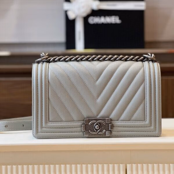 Chanel Boy Medium Replica 1:1 High Quality Gray Handbag 25cm