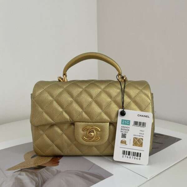 Chanel Handle Bag Mini Yellow Replica 1:1 High Quality 20cm