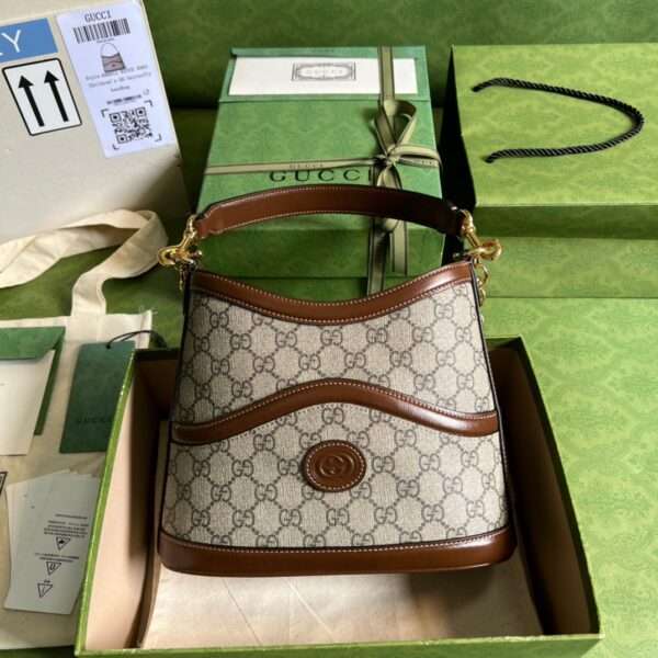 Gucci Handle Women's Cowhide Handbag with GC Logo Pattern Like Auth 25x21cm
