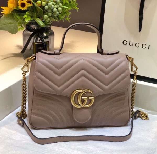 Gucci Marmont Top Handle Like Auth Women's Handbag Gold Lock 27cm
