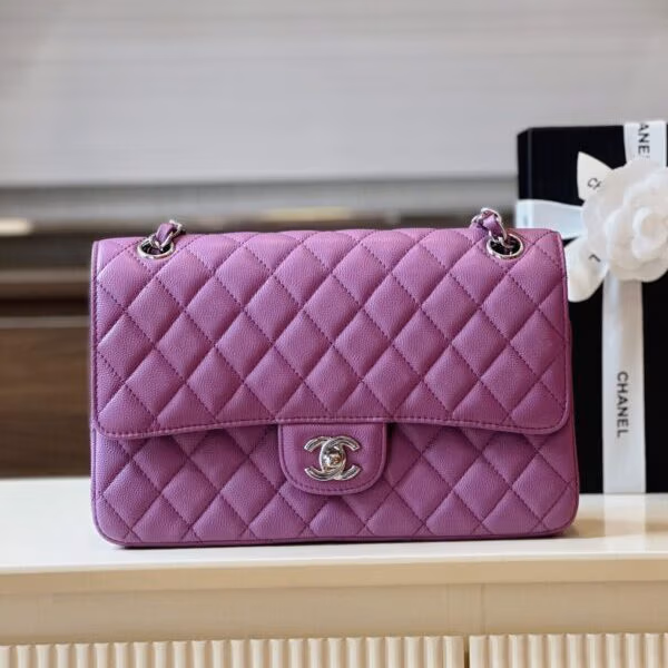 Chanel Classic Hand Bag Replica 1:1 High Quality Purple 25cm