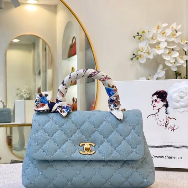 Chanel Coco Handle Small Blue Super Quality Women's Handbag 23cm