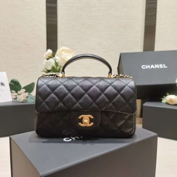 Chanel Handle Replica 1:1 High Quality Black Women's Handbag 20cm