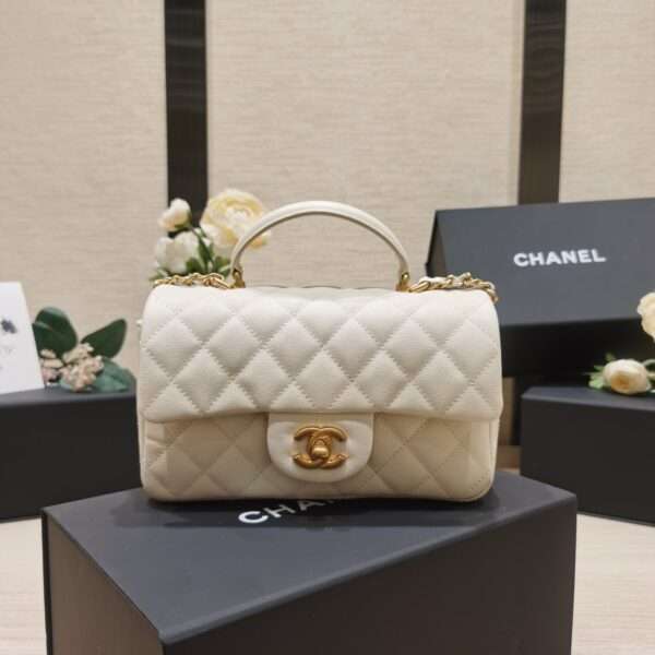Chanel Handle Replica 1:1 High Quality White Women's Handbag 20cm