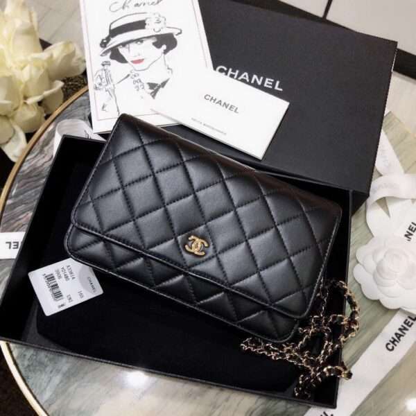 Chanel Woc Women's Handbag Gold Lock Black Super Quality 19cm