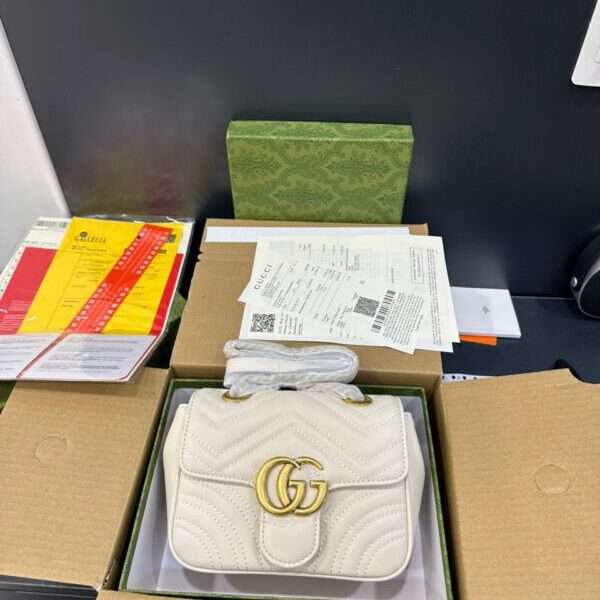 Gucci Marmont Women's Handbag White High Quality 22cm