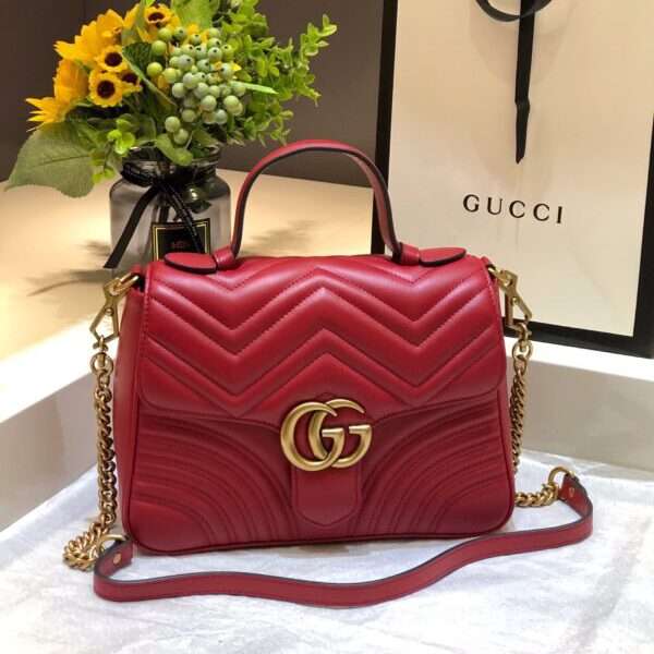 Gucci Marmont Top Handle Like Auth Women's Handbag Red 27cm