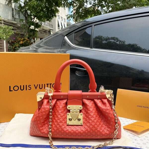 Louis Vuitton Red Super Quality Women's Handbag 28cm