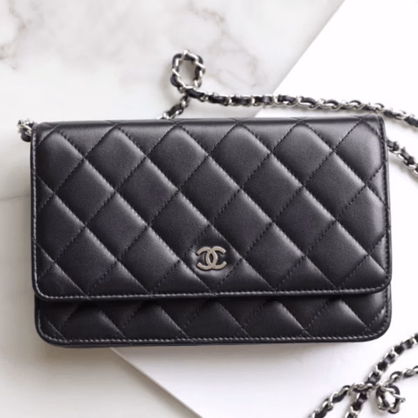 Chanel Woc Women's Handbag Silver Lock Black Rep 11 High Quality 19cm