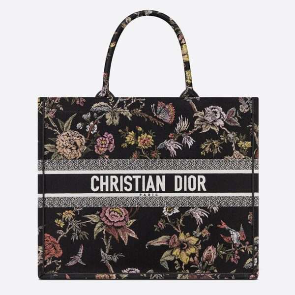 Dior Book Tote Jardin Botanique Motif Canvas Black
