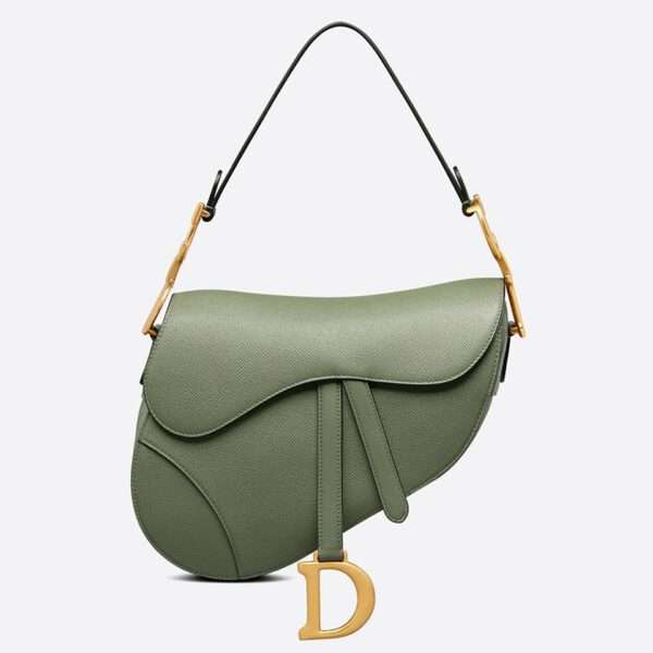 Dior Saddle Bag Grained Calfskin Green