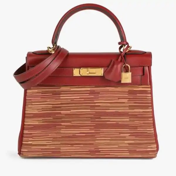 Hermès Rouge H Box Calf Leather Vibrato Kelly 28cm Retourne
