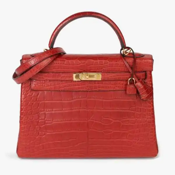 Hermès Rouge H Matte Mississippiensis Alligator Leather Kelly 32cm Retourne