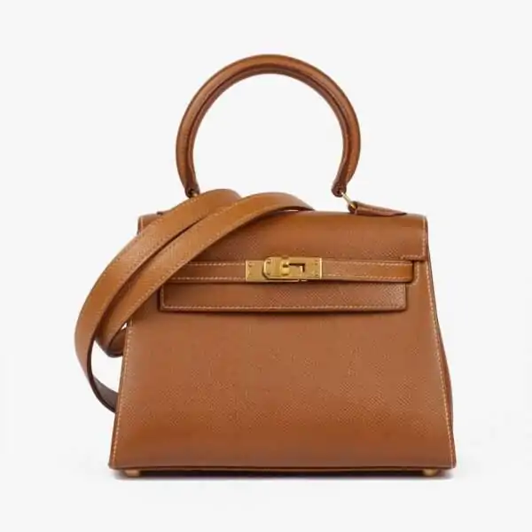 Hermès Gold Courchevel Leather Vintage Kelly 20cm