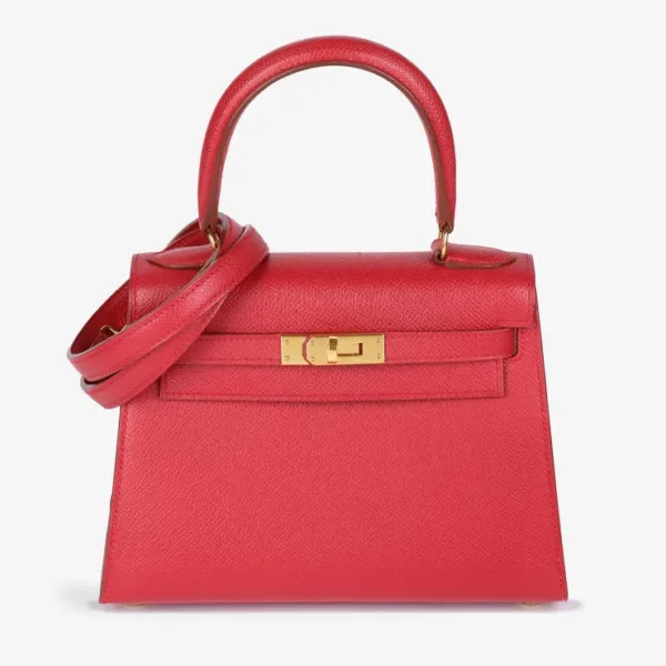 Hermès Rouge Vif Courchevel Leather Kelly 20cm Sellier