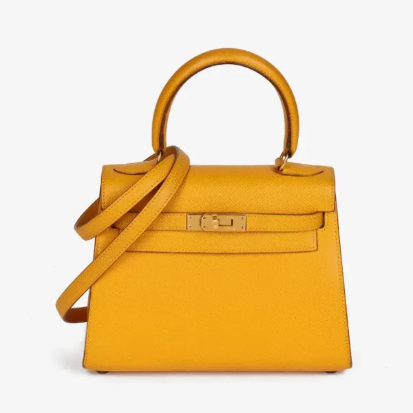 Hermès Jaune Courchevel Leather Kelly 20cm Sellier