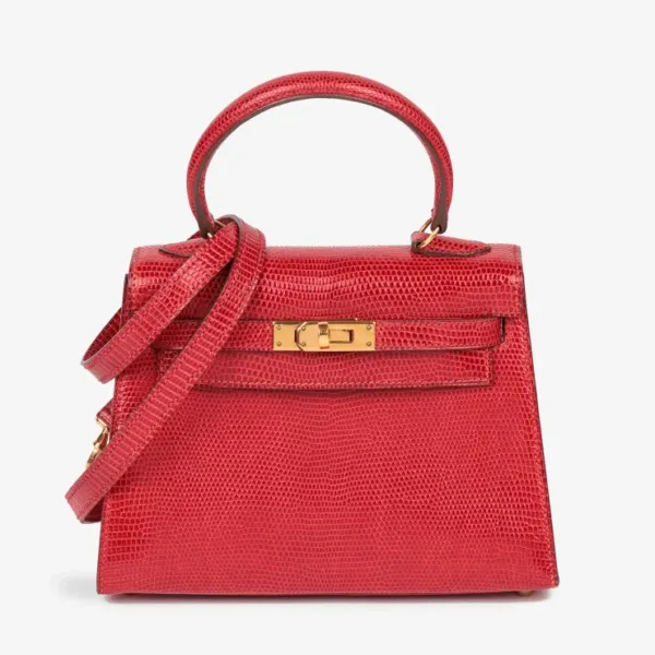 Hermès Rouge Vif Lizard Leather Vintage Kelly 20cm