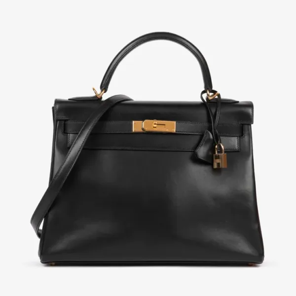 Hermès Black Box Calf Vintage Kelly 32cm Retourne