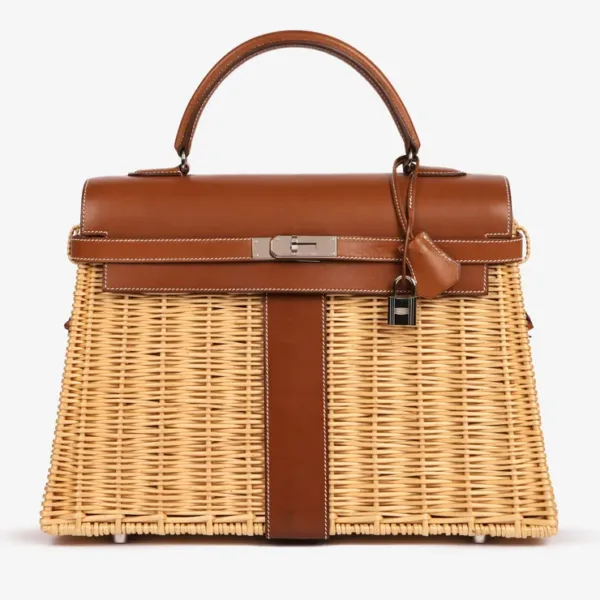 Hermès Barenia Leather & Wicker Kelly 35cm Picnic
