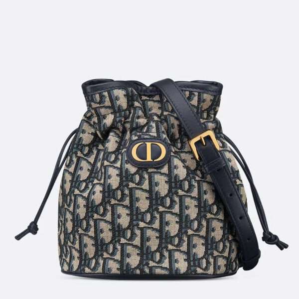Mini Dior 30 Montaigne Bucket Bag Oblique Motif Canvas Blue