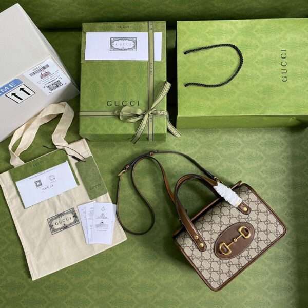 Gucci 1955 Super Premium Women's Handbag Brown Handle 23x16x12cm
