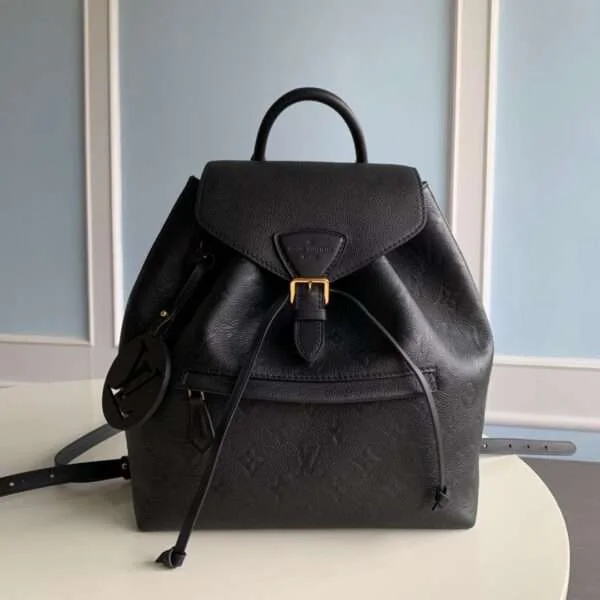 Louis Vuitton LV Montsouris PM Backpack Black With Lock Gold 27x33cm