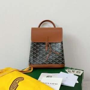 Goyard Mini Backpack Brown Super Quality Monogram Pattern Size 23x19cm
