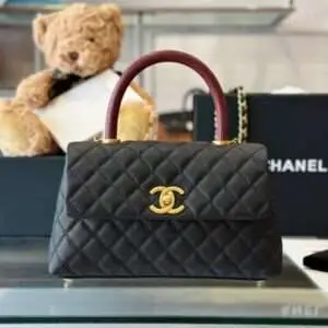 Chanel Handbag Fake 11 Coco Lock Gold Lizard Skin Black 24cm