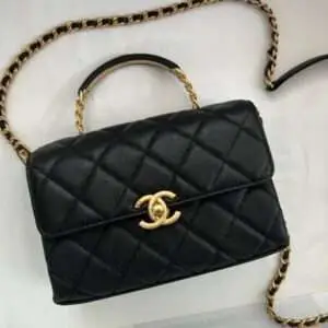 Chanel Handle Woman’s Super Fake 11 Handbags Demi Lock Gold With Leather 19cm