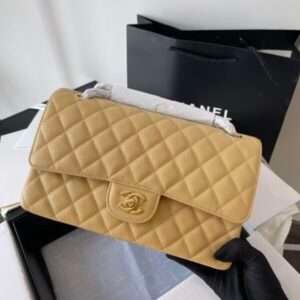 Chanel Medium Classic Super Fake 11 Hangdbags Cowhide Yellow 25.5cm