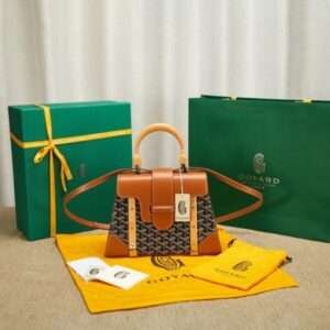 Goyard SAIGON Super Fake Brown Handbag With Wooden Handle 28cm