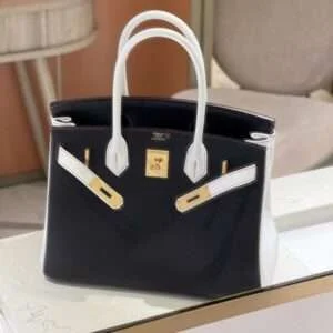 Hermes Birkin 30 Togo Ghw Mix Black White Handbags Fake 11 30cm