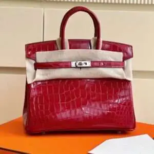 Hermes Birkin Woman’s Crocodile Red Like Auth Handbags 25cm