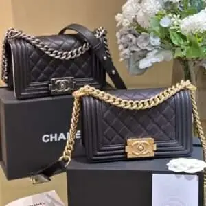 Chanel Super Fake 11 Handbag Boy Black Lock Gold Woman’s 20cm