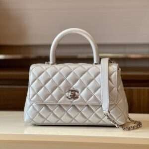 Chanel Coco Super Fake 11 Handbag Leather Light Grey Woman’s 23cm