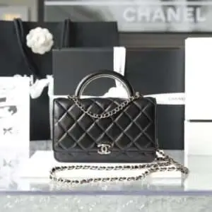 Chanel Woc Super Fake 11 Handbags Lock Silver Mix Handle Leather 19x12cm