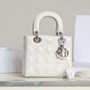 Dior My Lady Replica 11 Handbag White Silver Lock 20×16.5cm