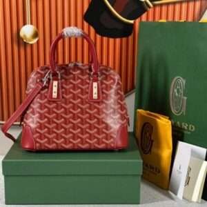 Goyard Alma Vedome Red Super Quality Handbag With Fabric Wrapped Leather Strap 24cm