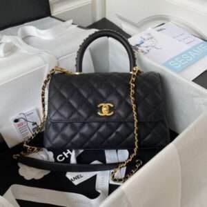 Chanel Coco Handbags Woman’s Super Fake Lizard Skin Black 24cm