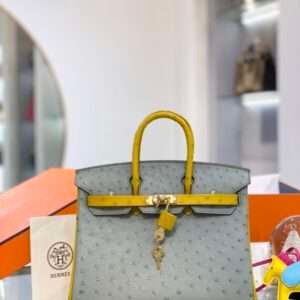 Hermes Birkin Ostrich Leather Like Auth 1:1 Handbags Lock Pattern 25cm