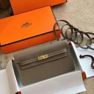 Hermes Kelly Woc Woman’s Like Auth Brown With Lock Gold Handbags 20.5cm