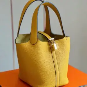 Hermes Picotin 18 Togo Hand Sewing Woman’s Fake Handbags Yellow 18cm