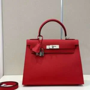 Hermes Kelly Da Epsom Like Auth Red Woman’s Handbags 28cm