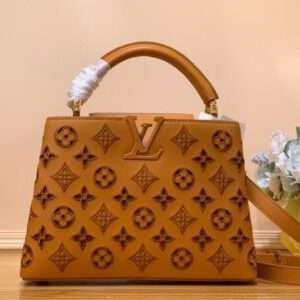 Louis Vuitton LV Capucines BB Brown Raised Pattern Fake Handbags 27x18x9cm
